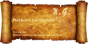 Matkovits Gergő névjegykártya